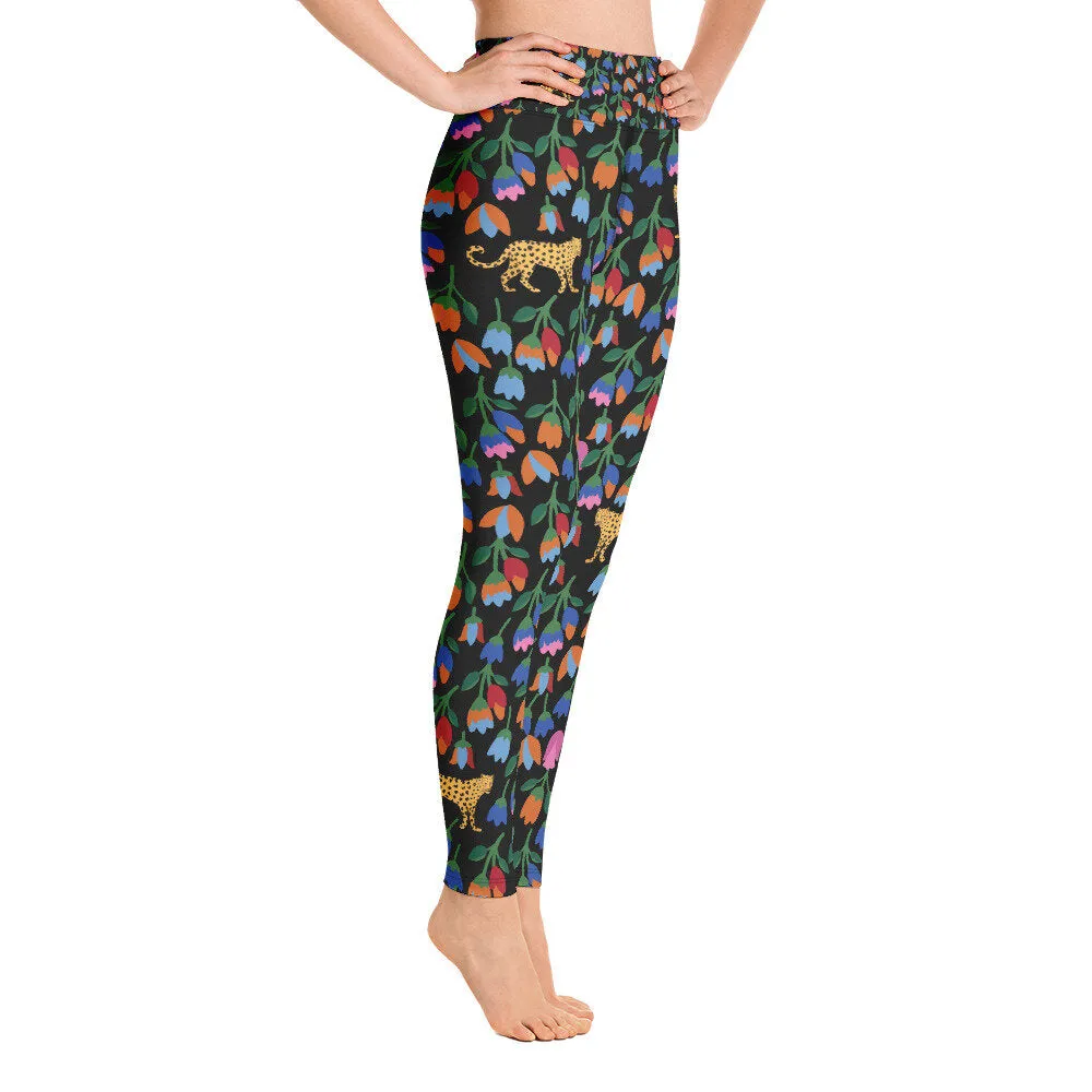 High Waist Yoga Leggings In Jungle Night