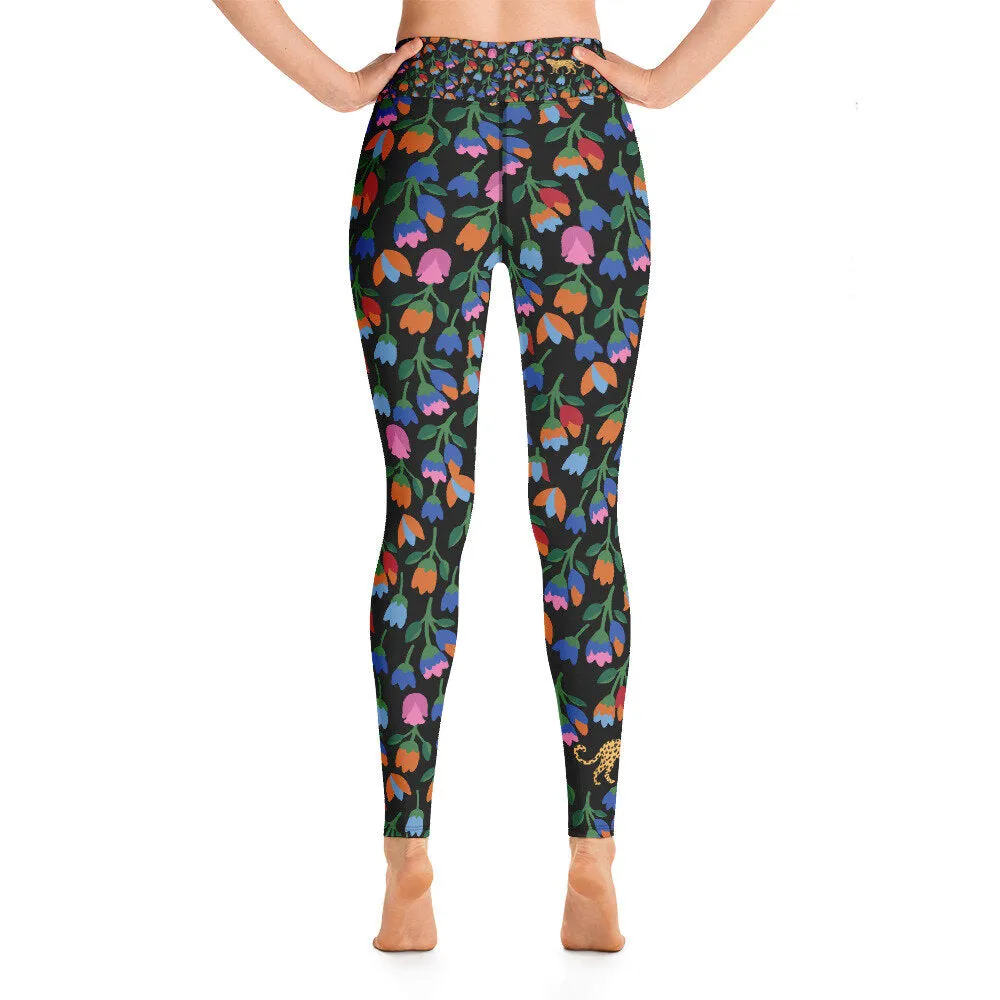 High Waist Yoga Leggings In Jungle Night