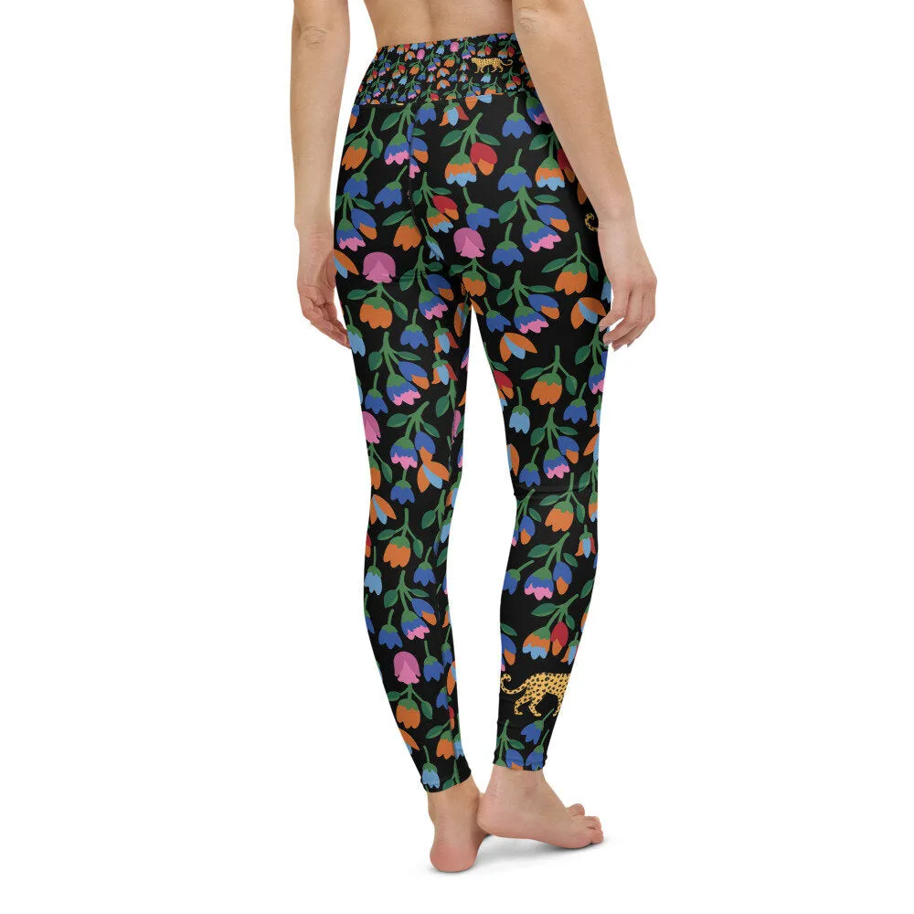 High Waist Yoga Leggings In Jungle Night