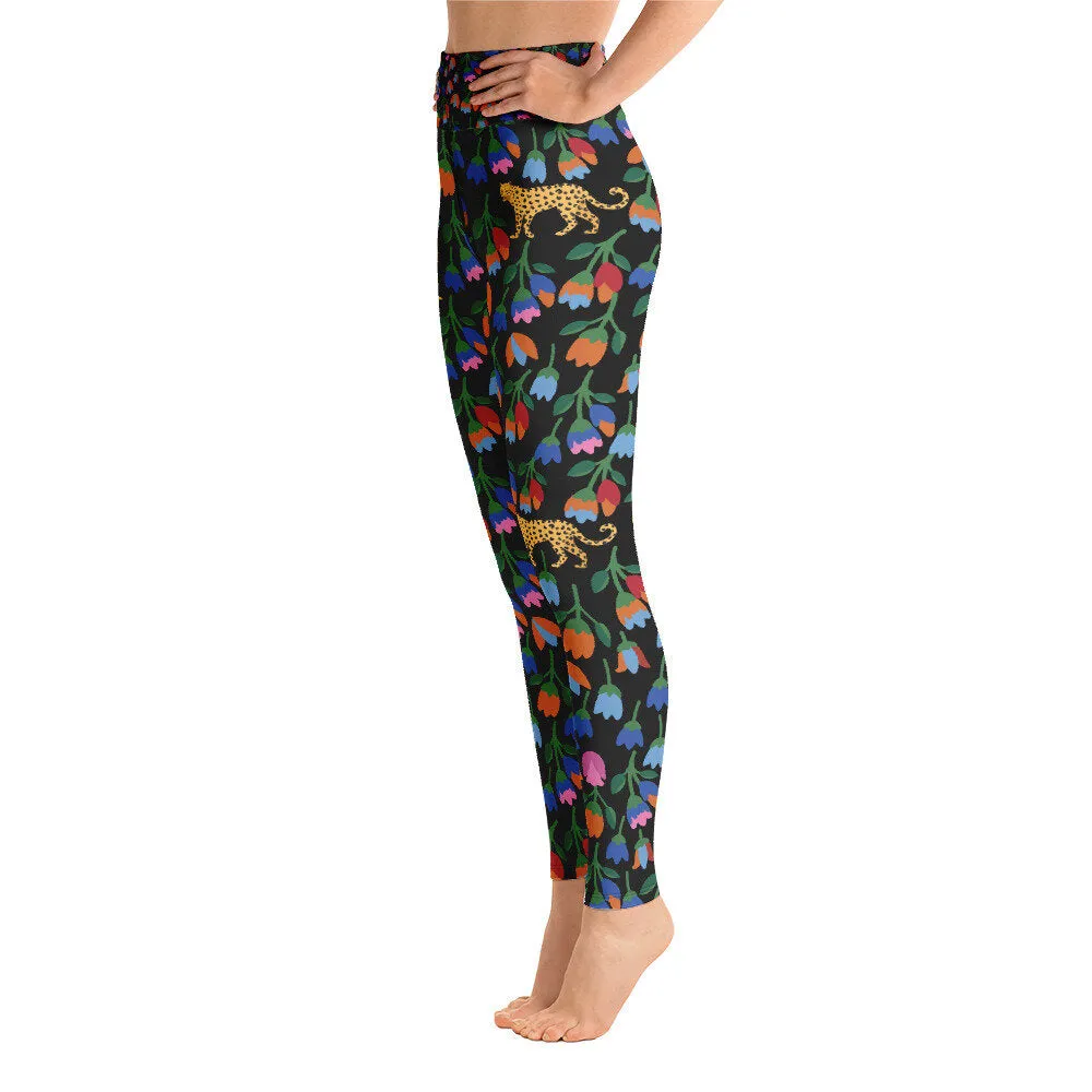 High Waist Yoga Leggings In Jungle Night