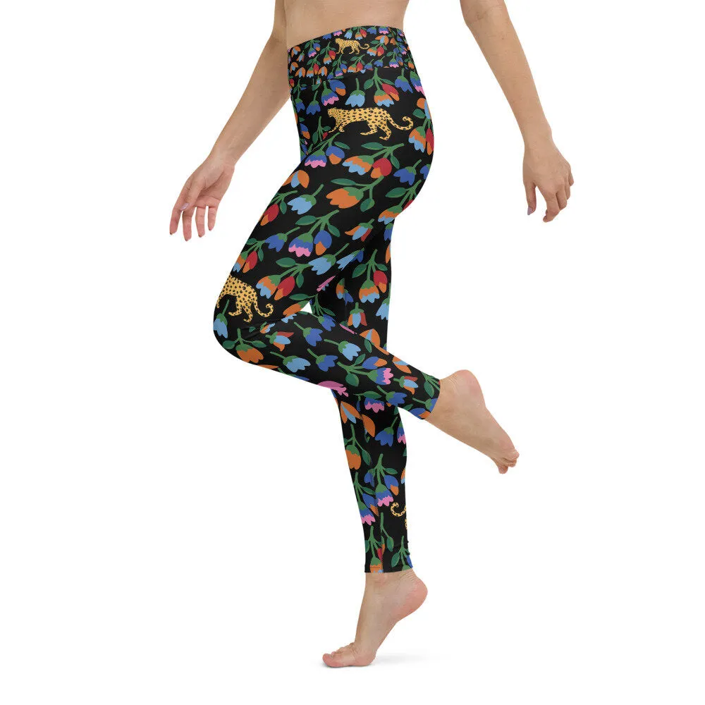 High Waist Yoga Leggings In Jungle Night