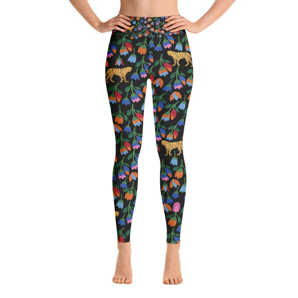 High Waist Yoga Leggings In Jungle Night