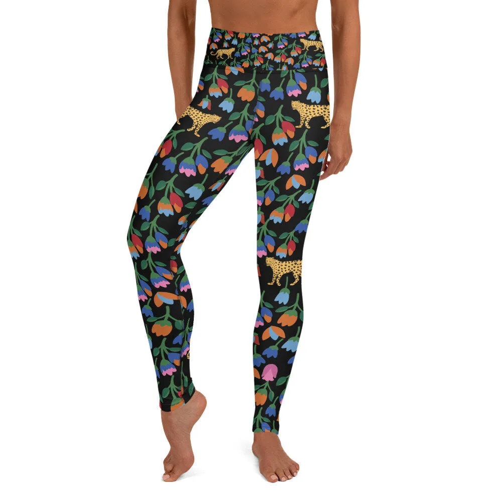 High Waist Yoga Leggings In Jungle Night