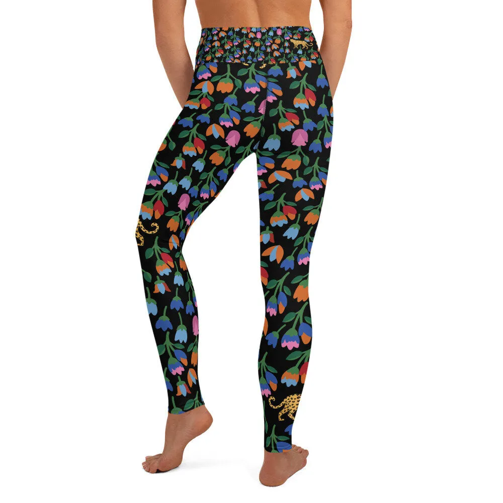 High Waist Yoga Leggings In Jungle Night