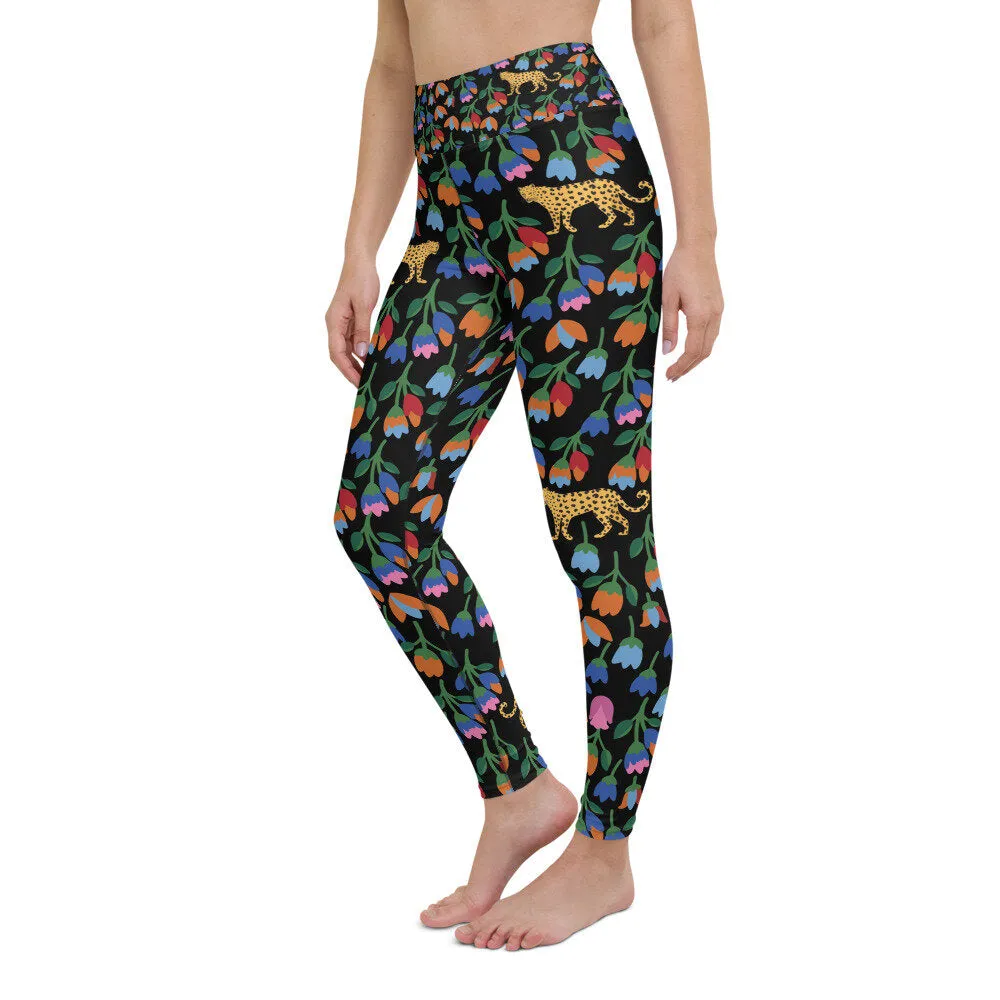 High Waist Yoga Leggings In Jungle Night