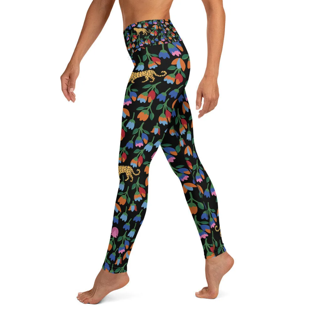 High Waist Yoga Leggings In Jungle Night