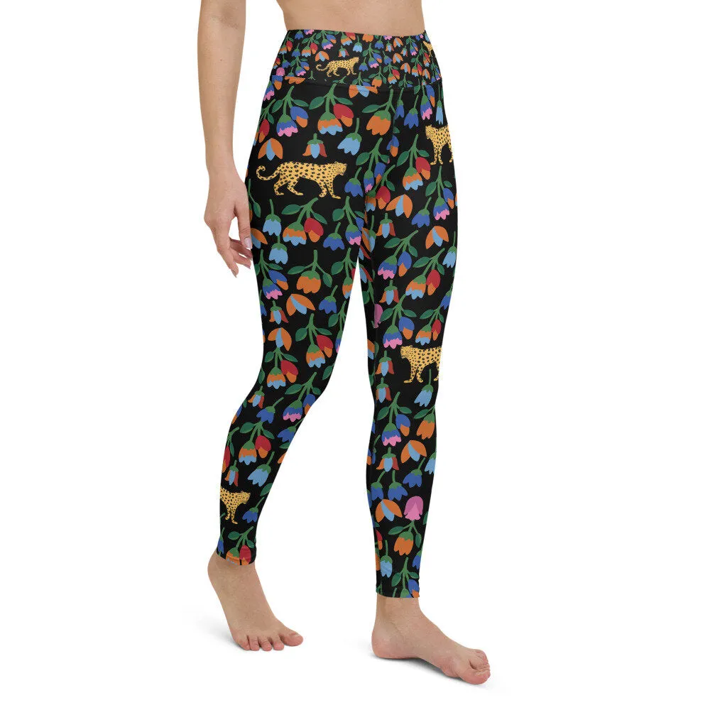 High Waist Yoga Leggings In Jungle Night