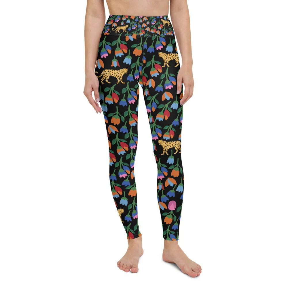 High Waist Yoga Leggings In Jungle Night