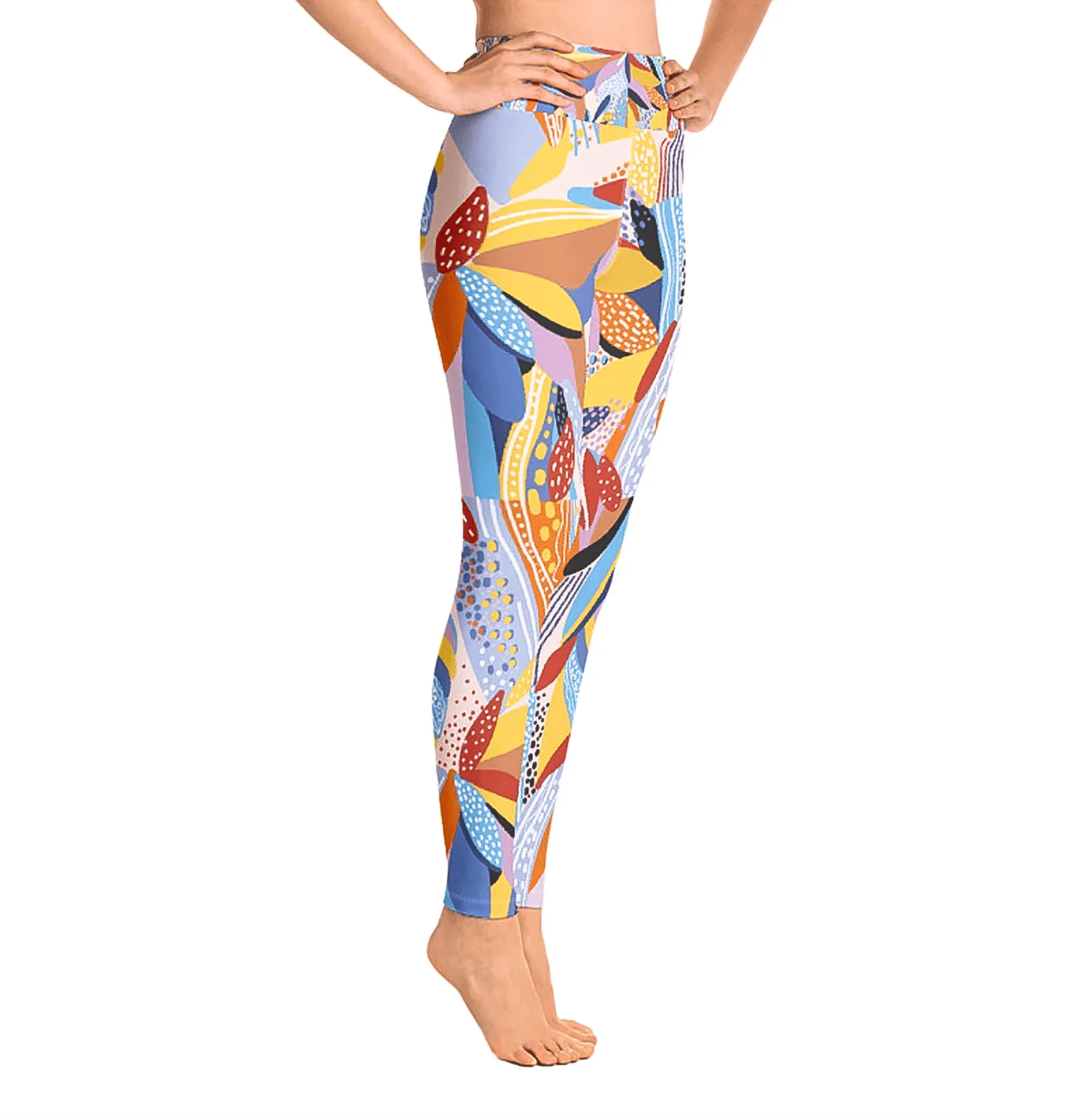 High Waist Yoga Leggings In Tropical Red