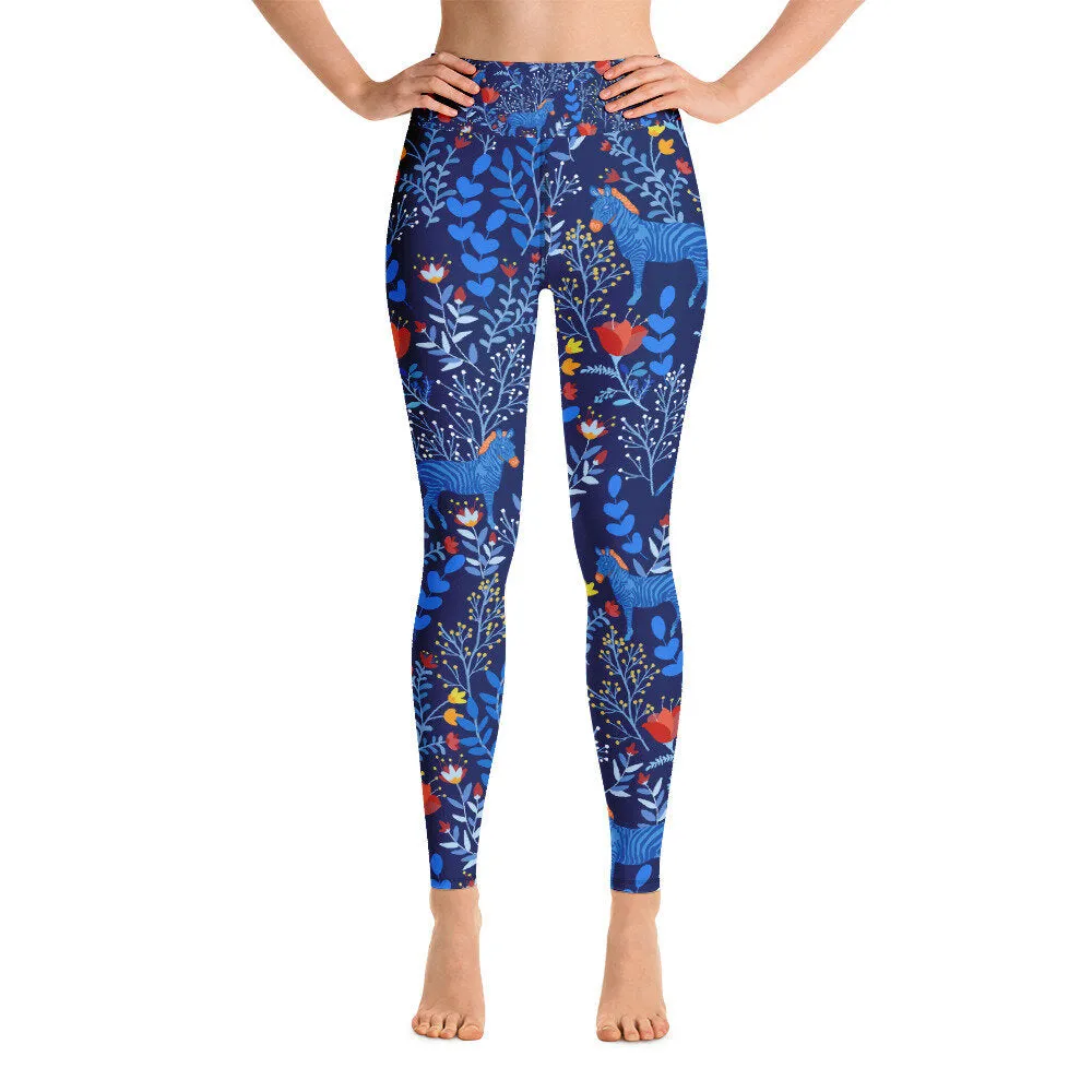 High Waist Yoga Leggings In Zebra