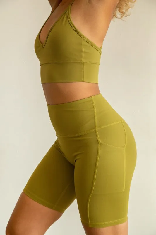 High Waist Yoga pants Short Side Pocket