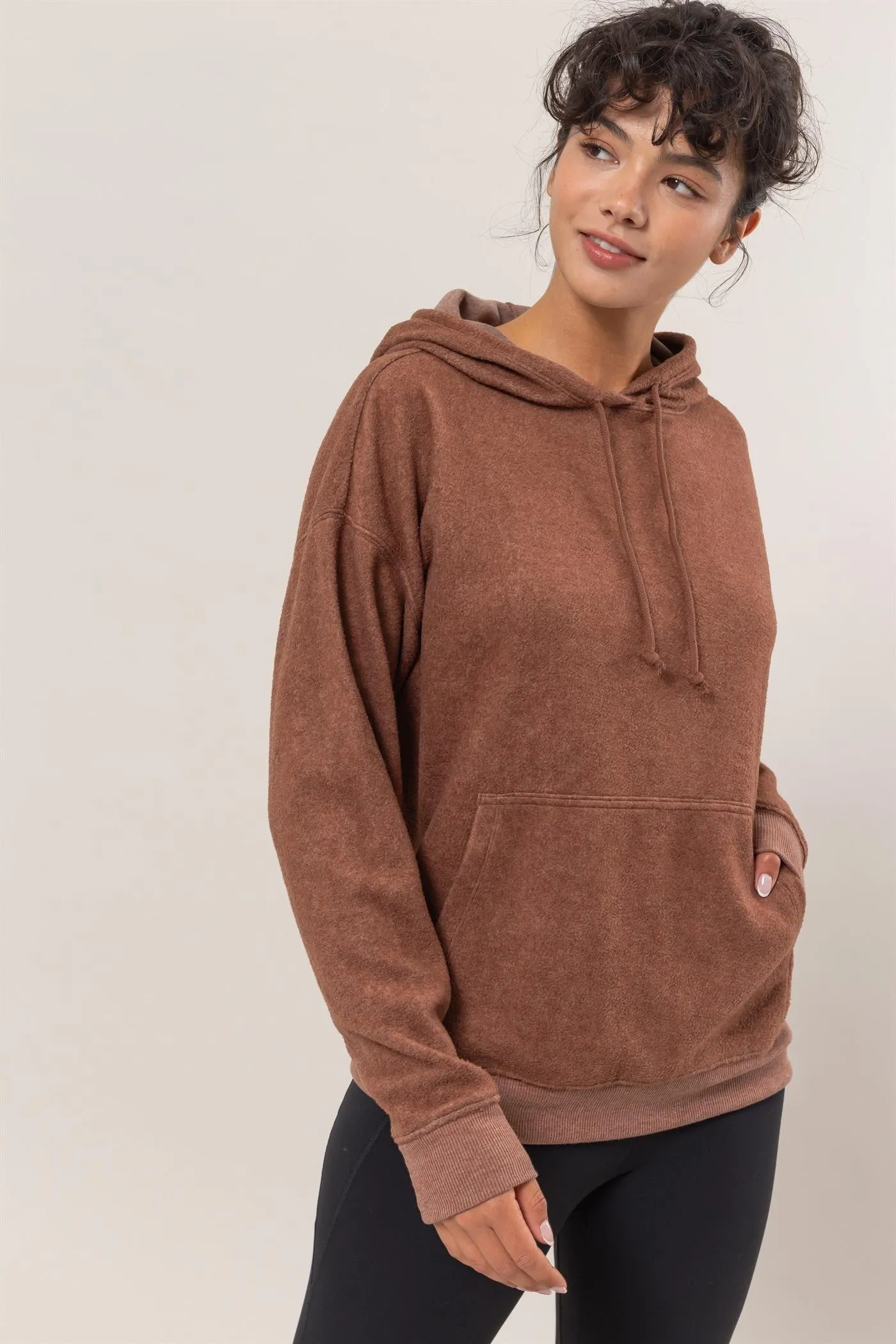 HYFVE Brushed Long Sleeve Hoodie with Kangaroo Pocket