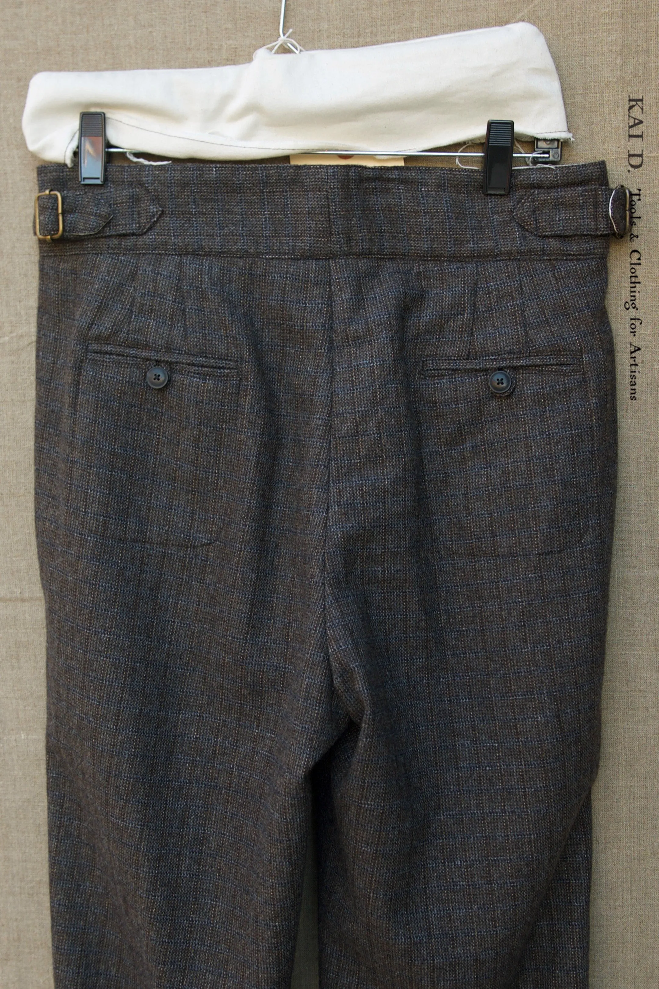 Isa Belted Pants - Soft wool Brown/Blue Mix - XS, S, M