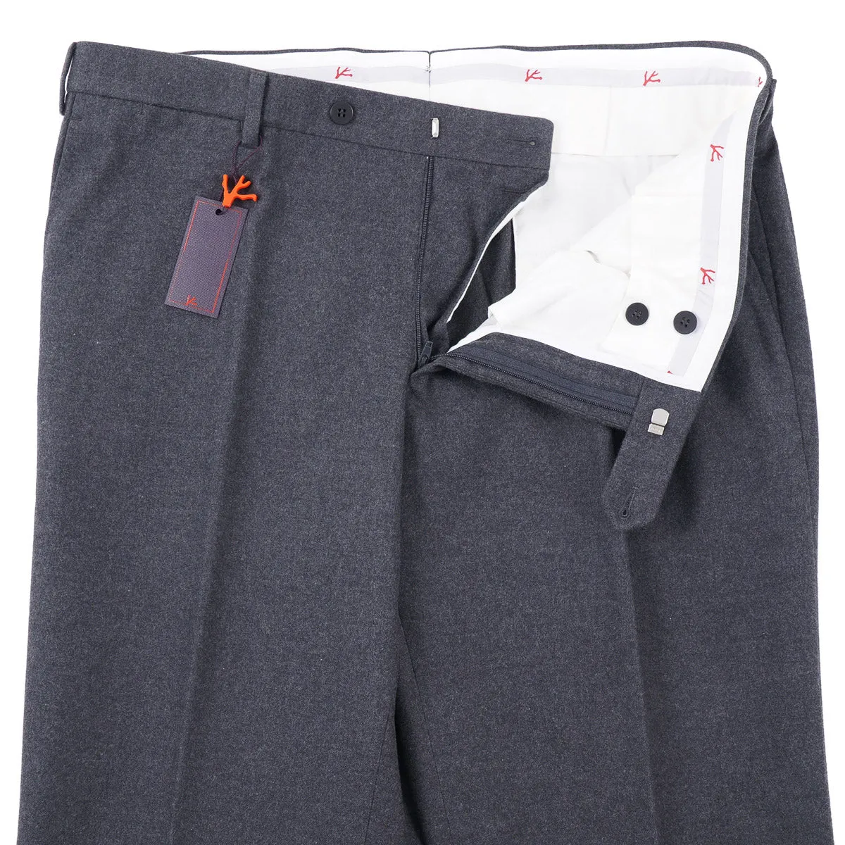 Isaia Slim-Fit Flannel Cotton Pants