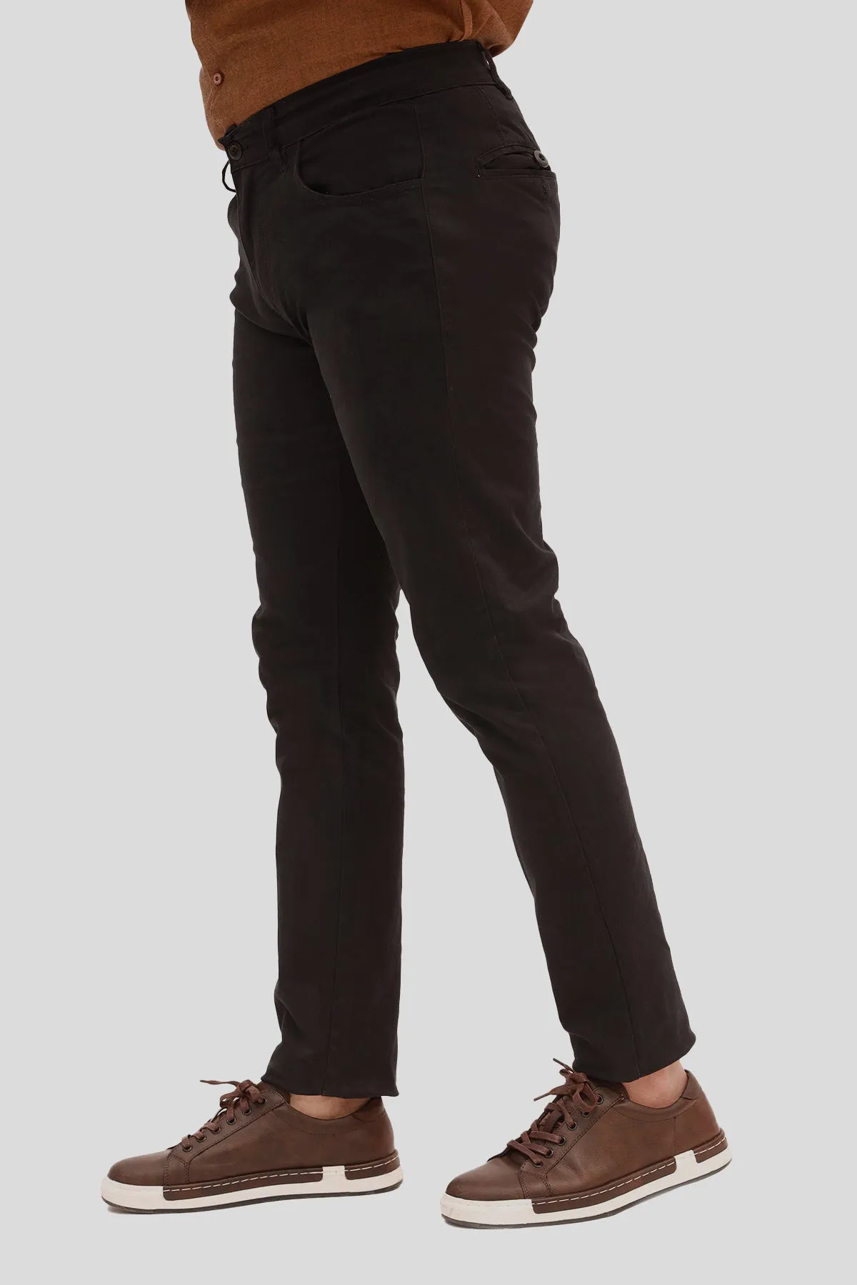 Jet Black Stretchy Cotton Chinos - S22 - MC0016R