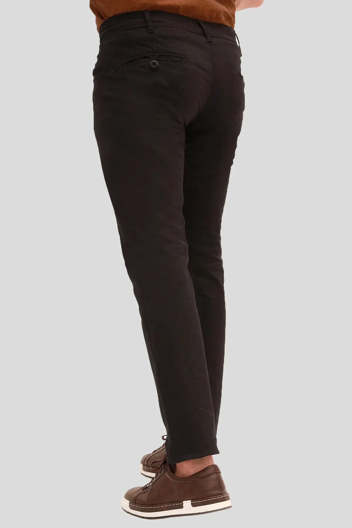 Jet Black Stretchy Cotton Chinos - S22 - MC0016R