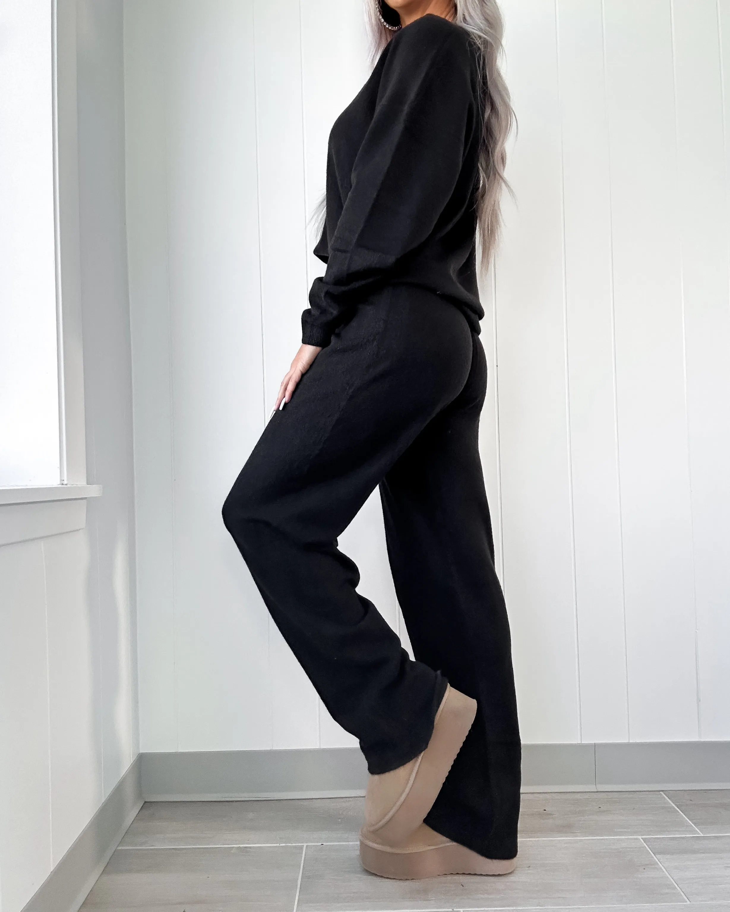 Just A Wish Cashmere Pants Set - Black