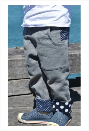 Kids fleece pants pattern Rascal Pants cool slouchy pants for boys & tomboys size 1-8 years.