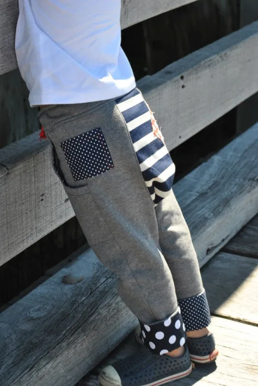 Kids fleece pants pattern Rascal Pants cool slouchy pants for boys & tomboys size 1-8 years.