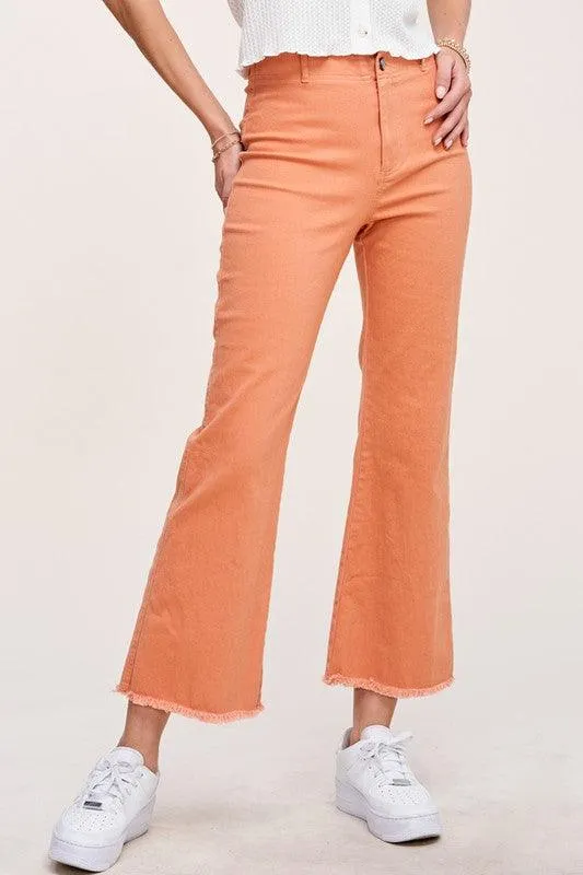 La Miel Frayed Hem Cropped Wide Leg Pants