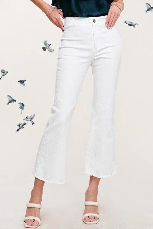 La Miel Frayed Hem Cropped Wide Leg Pants