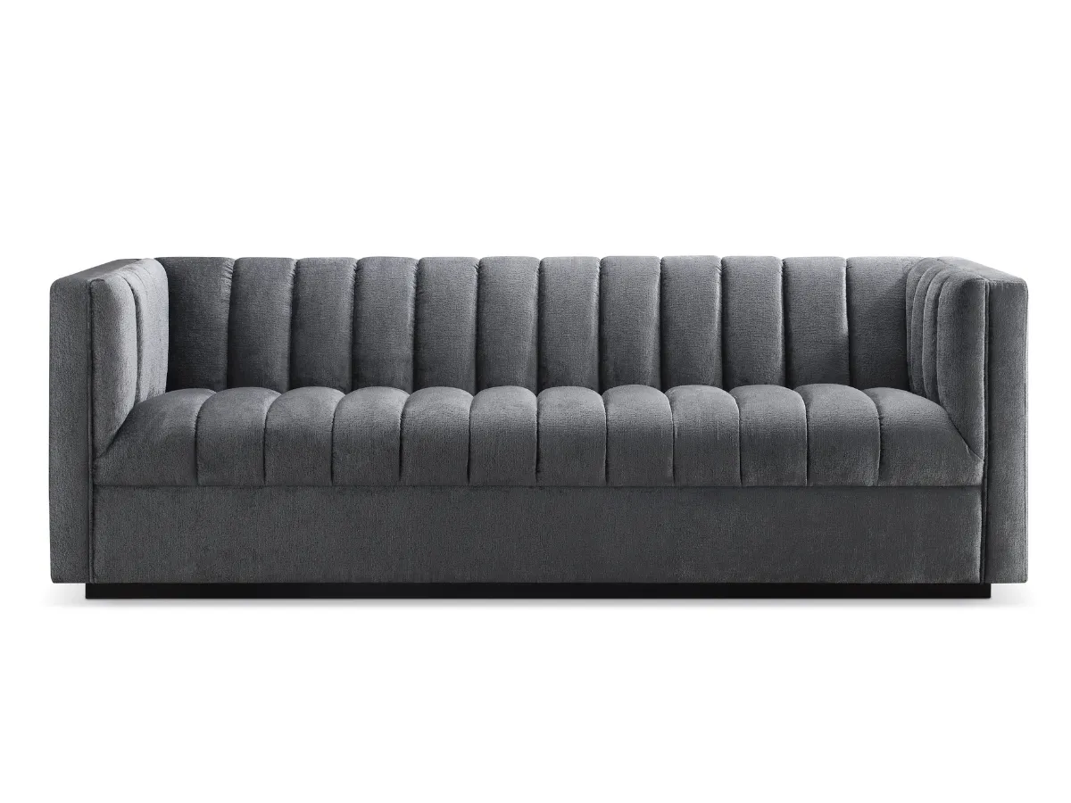 Lavish Upholstered Fabric Channel Sofa