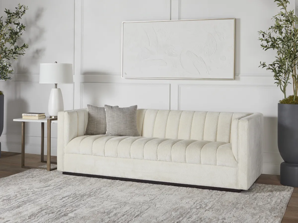 Lavish Upholstered Fabric Channel Sofa