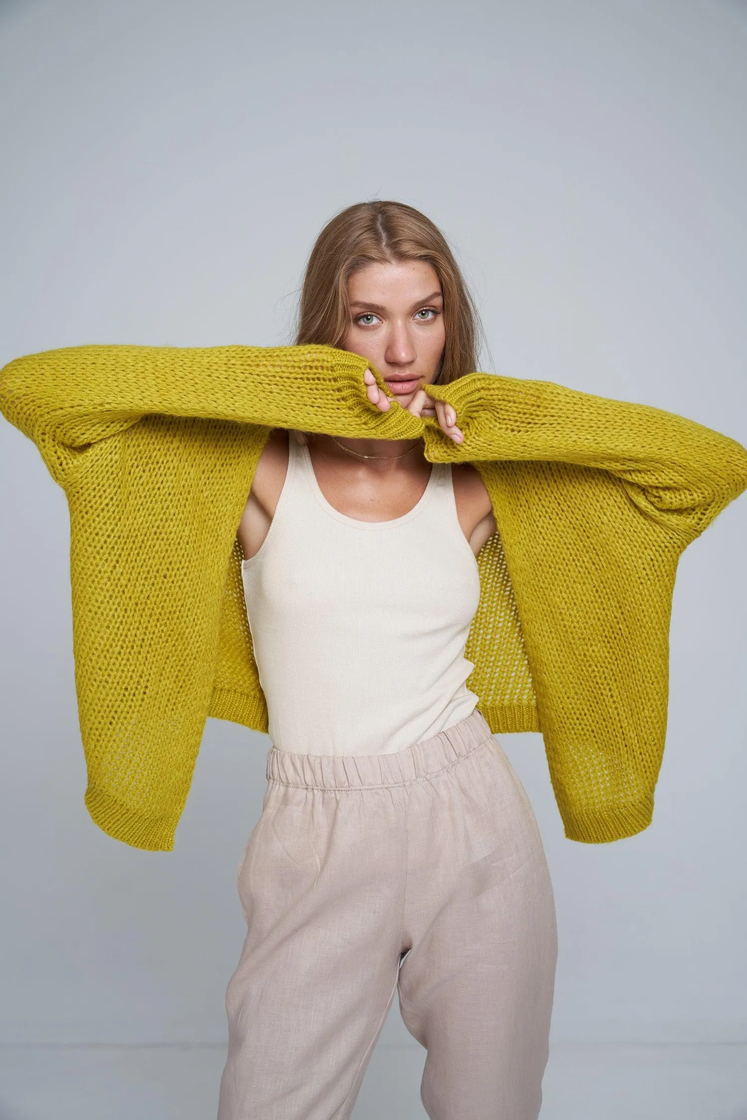 Lilya Marais Cardigan in Anise Yellow