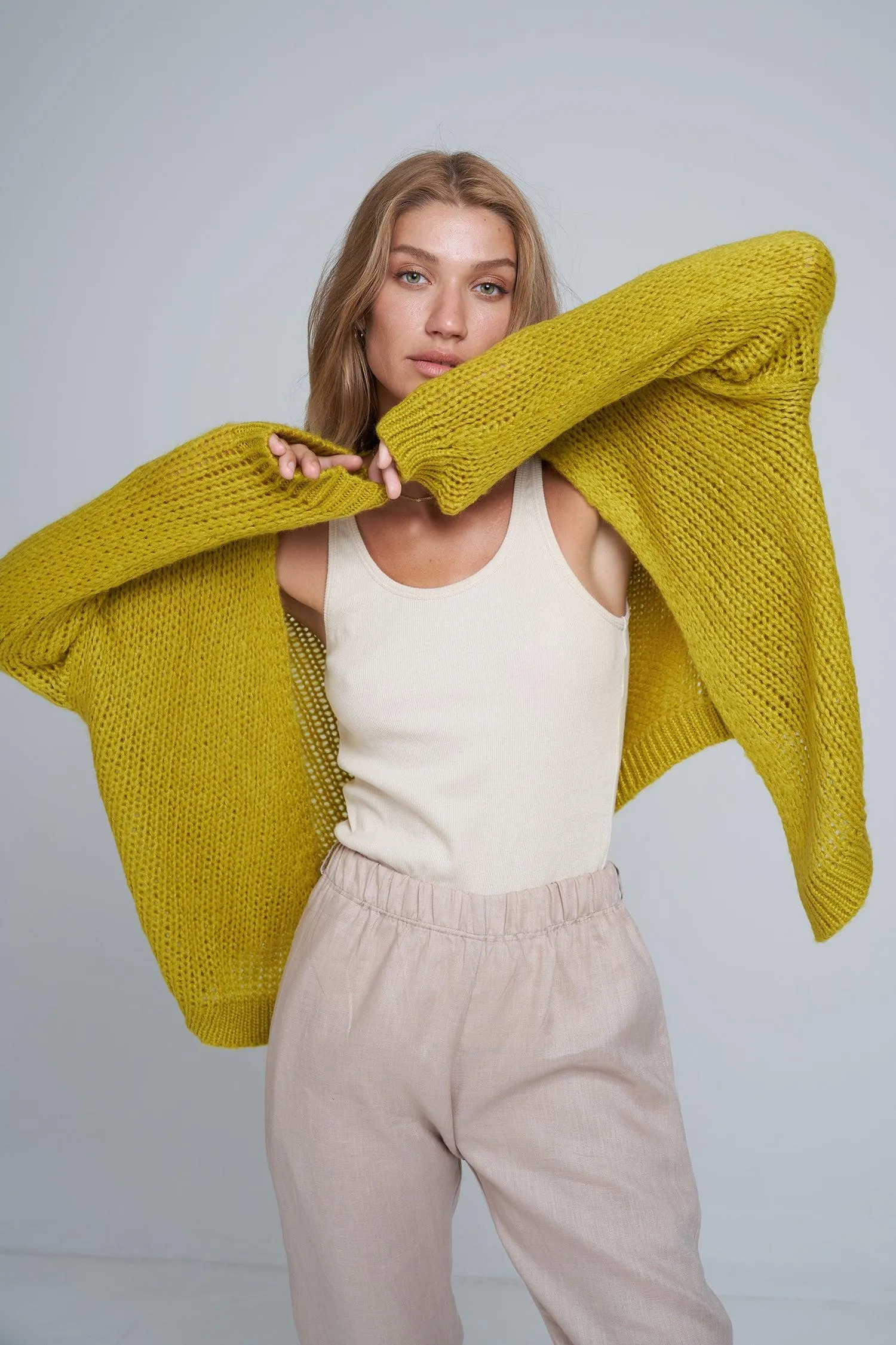 Lilya Marais Cardigan in Anise Yellow