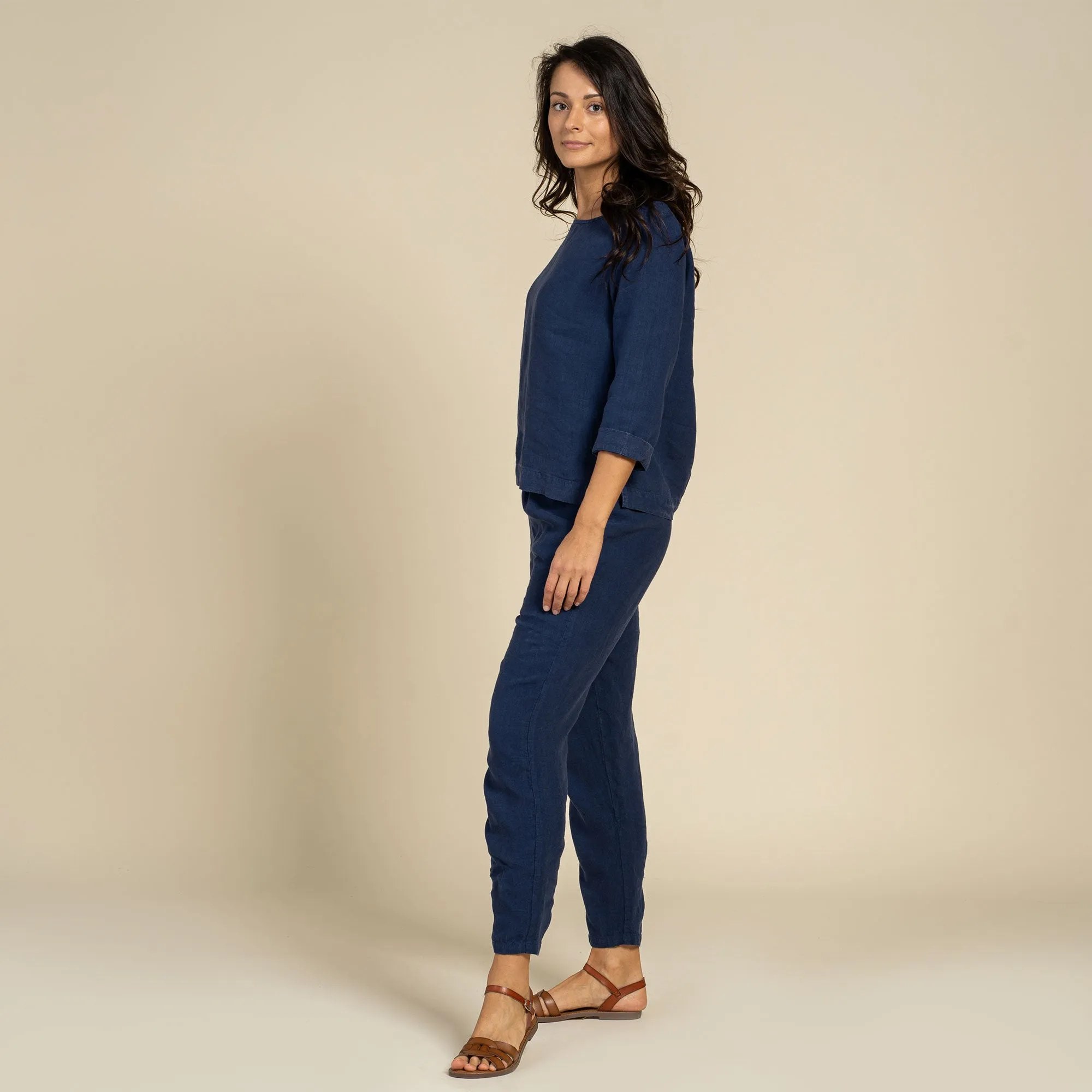 Long Sleeve Blouse & Pants 2-Piece Storm Blue