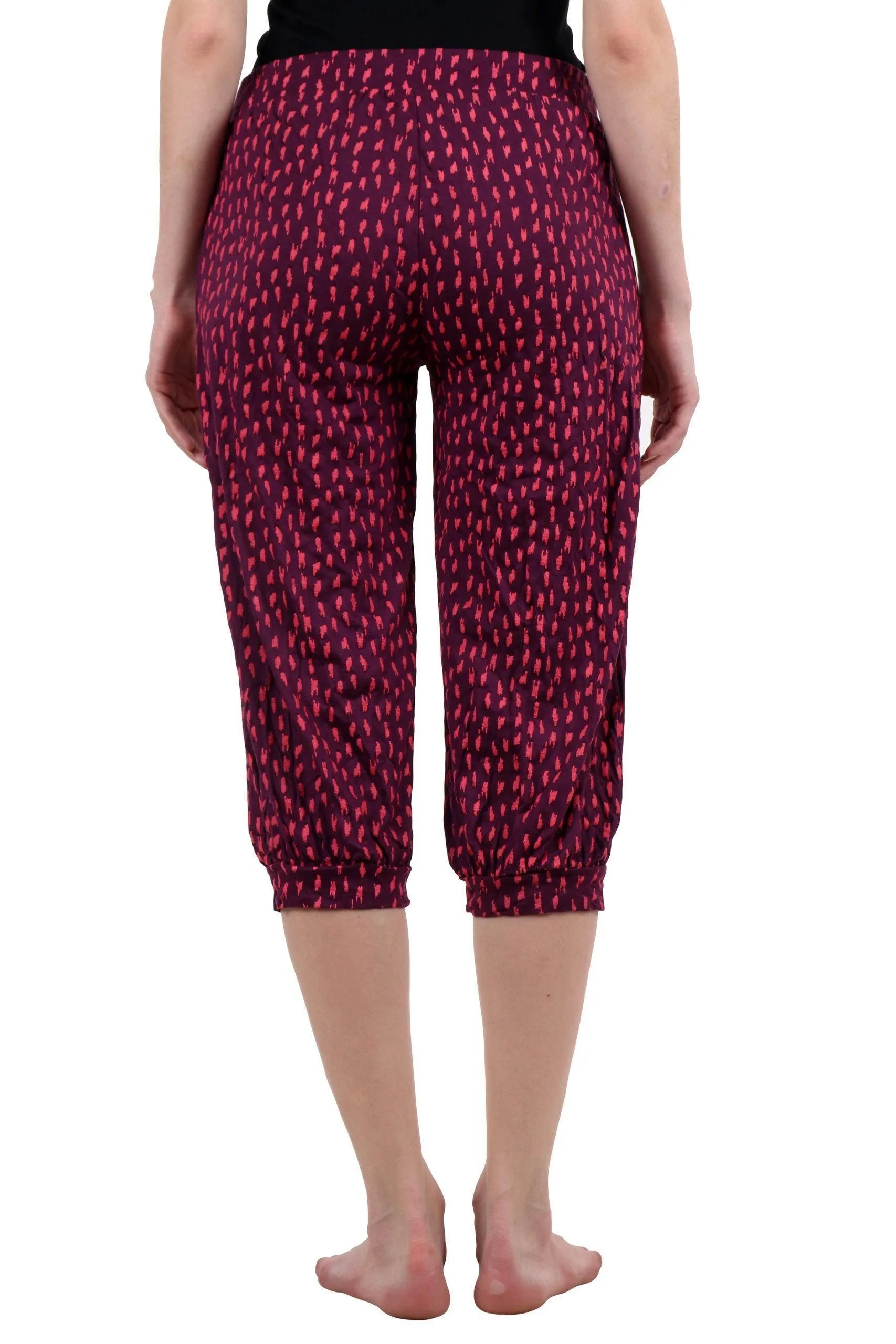 Maroon Graphic Printed Cropped Pyjamas