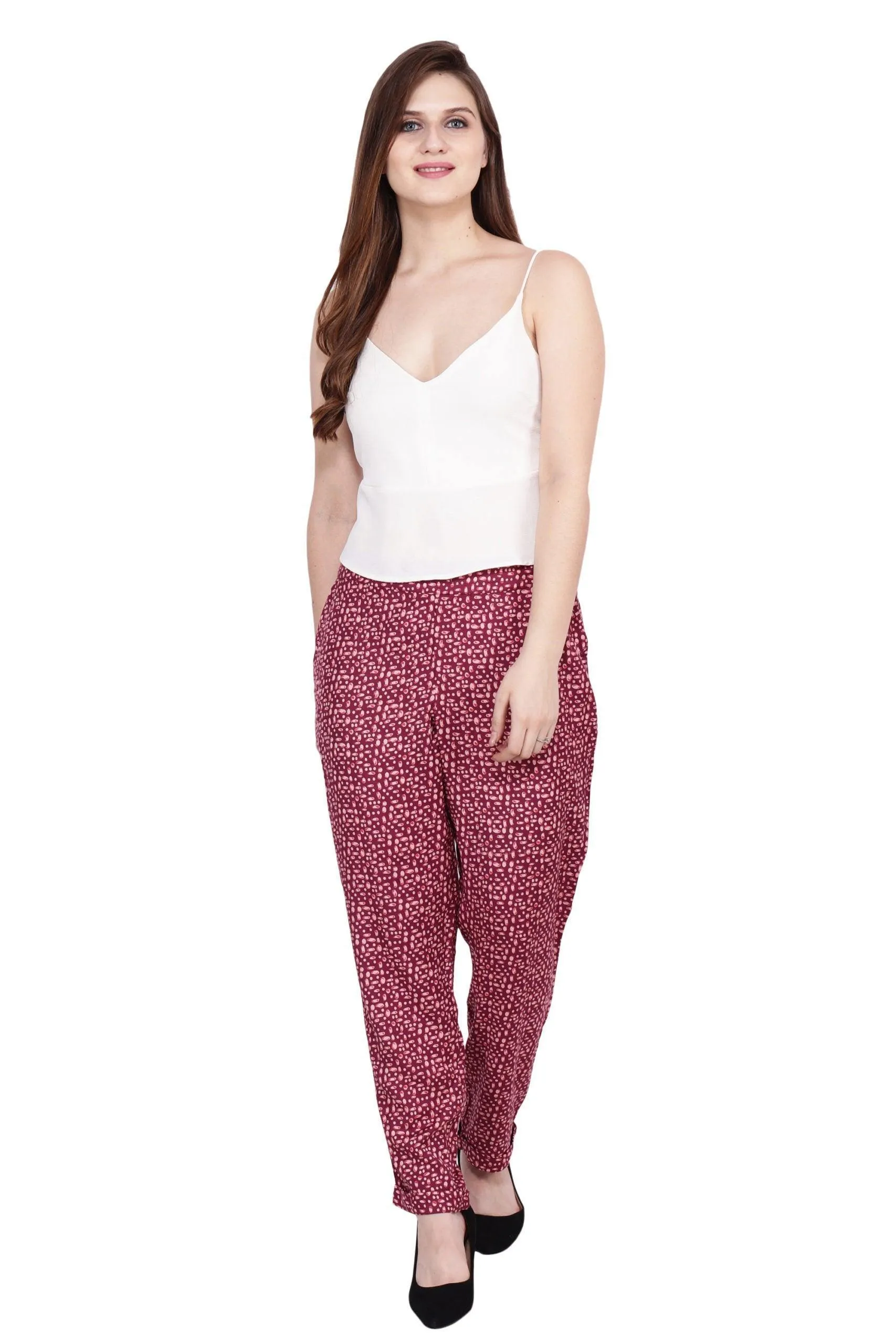 Maroon Pebble Printed Pants