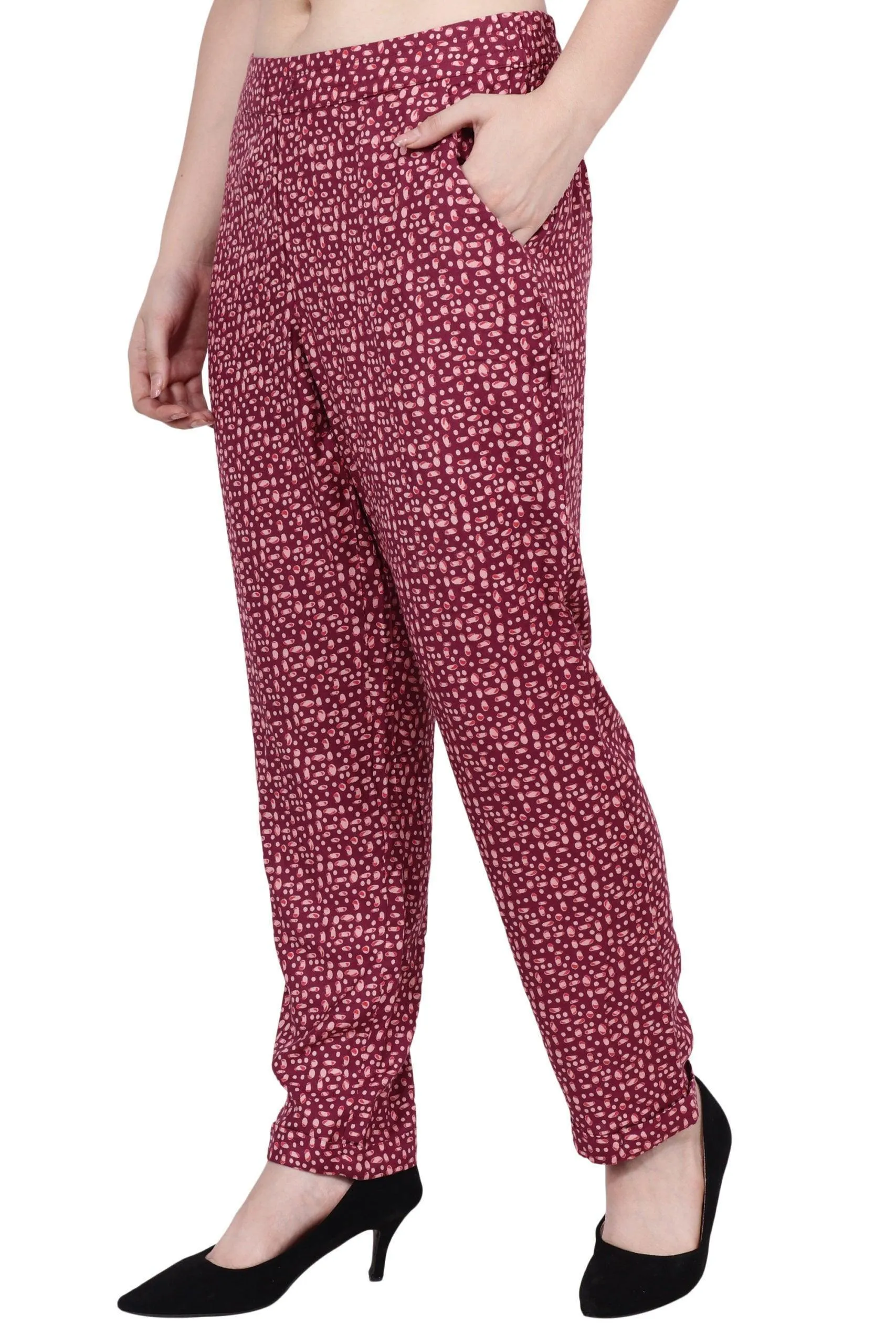 Maroon Pebble Printed Pants