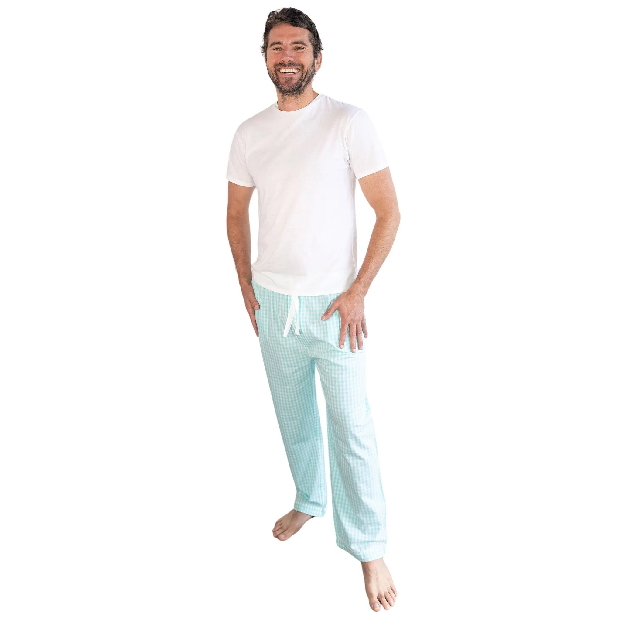 Men's Hepburn Gingham Mint Pj Pants