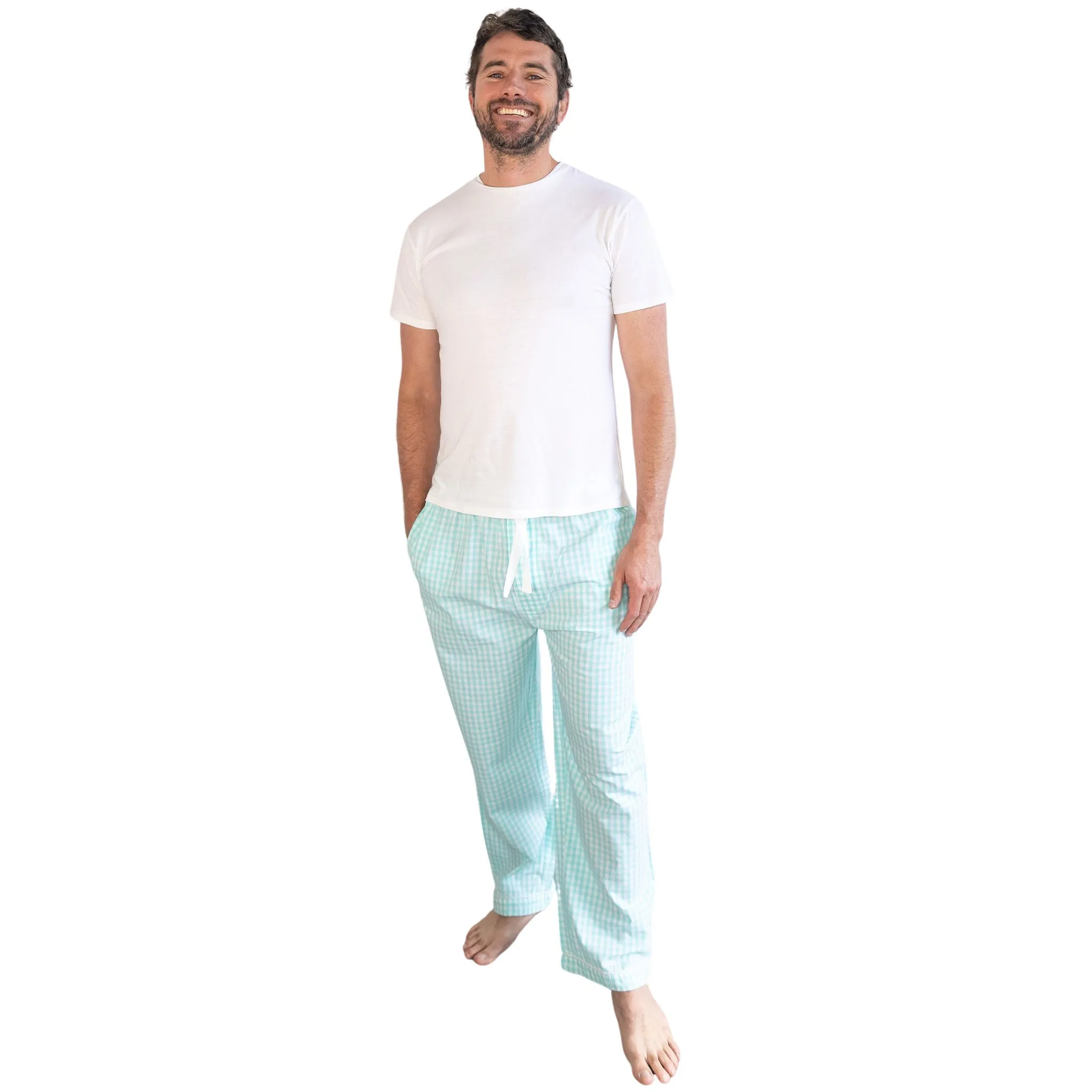 Men's Hepburn Gingham Mint Pj Pants