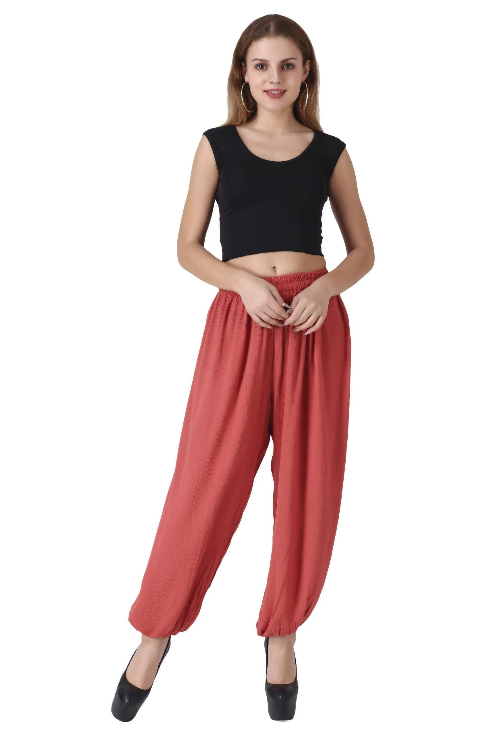 Peach Solid Harem Pants