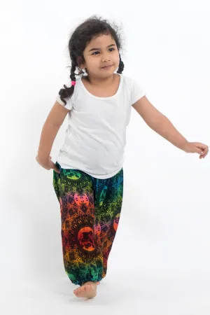 Rainbow Elephant Kids Harem Pants in Orange