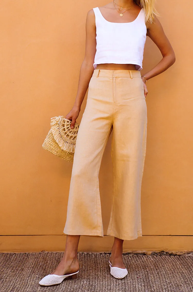 RHODES Pants - caramel linen