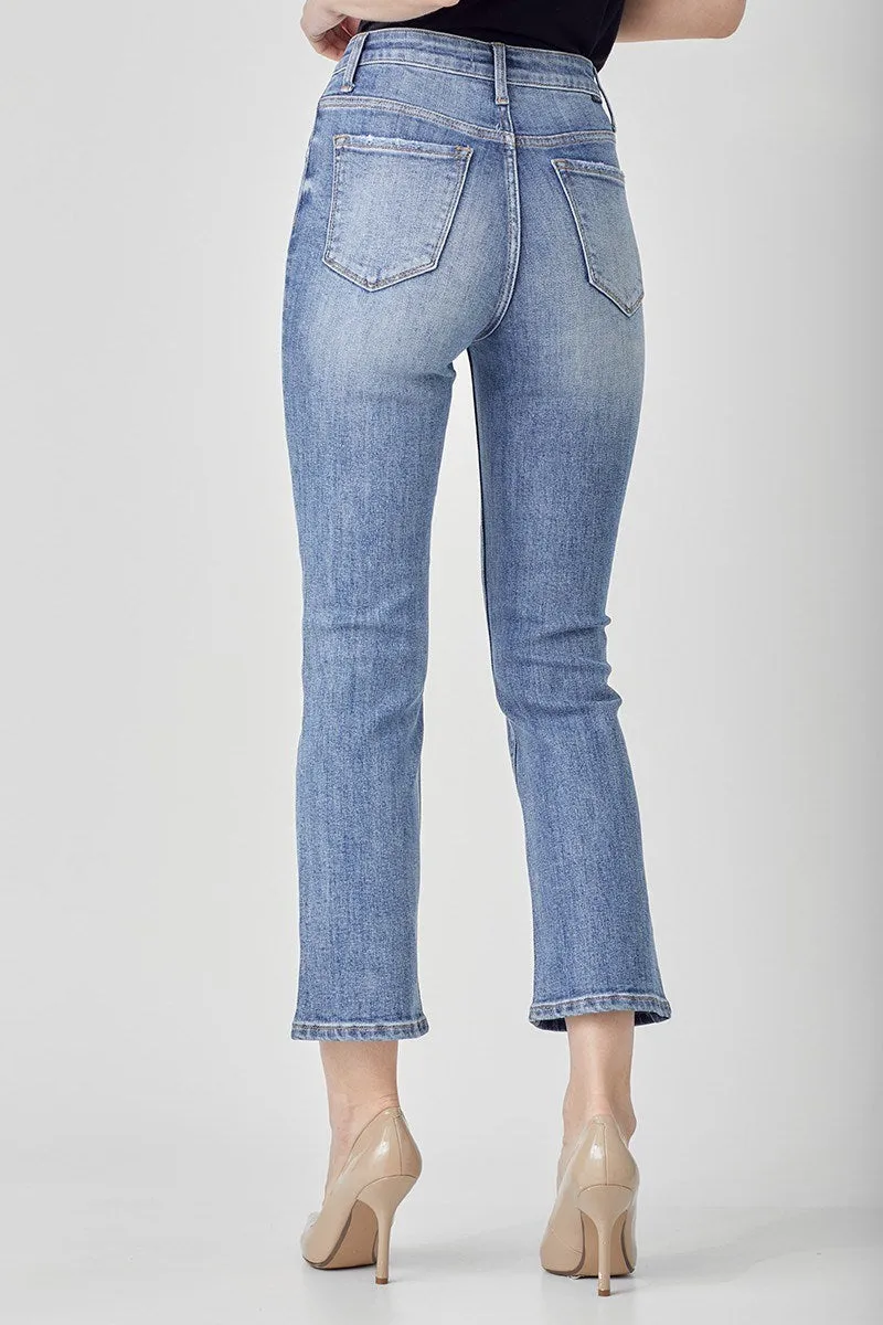 RISEN Callie High Rise Crossover Zip Straight Leg Jeans