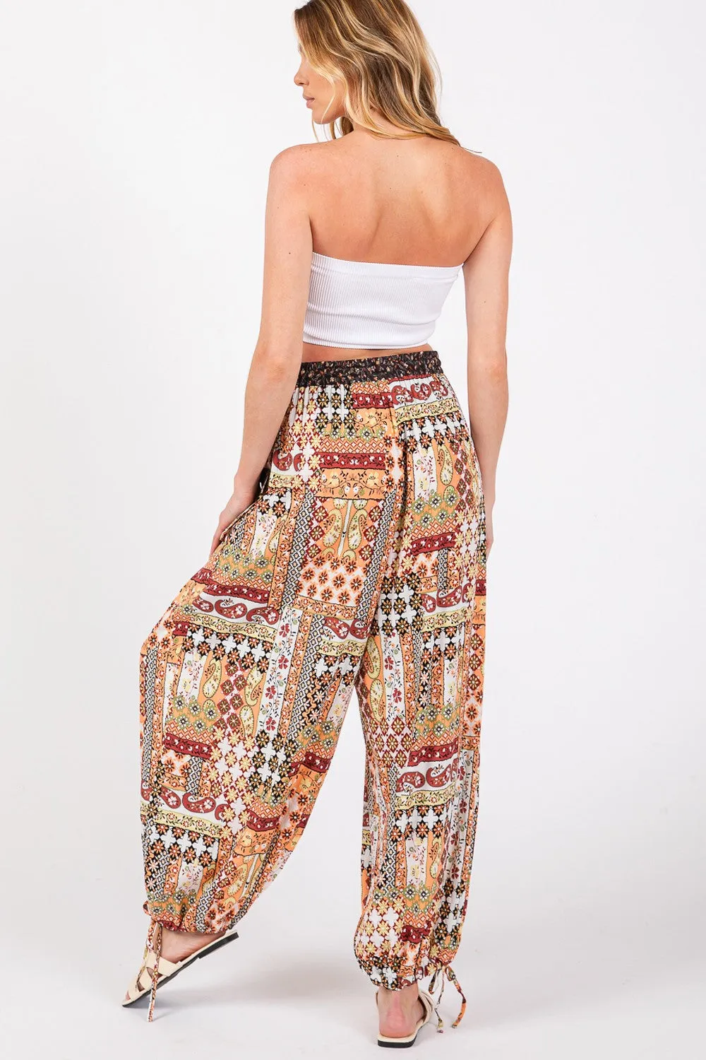 SAGE   FIG High-Rise Balloon Bohemian Print Pants