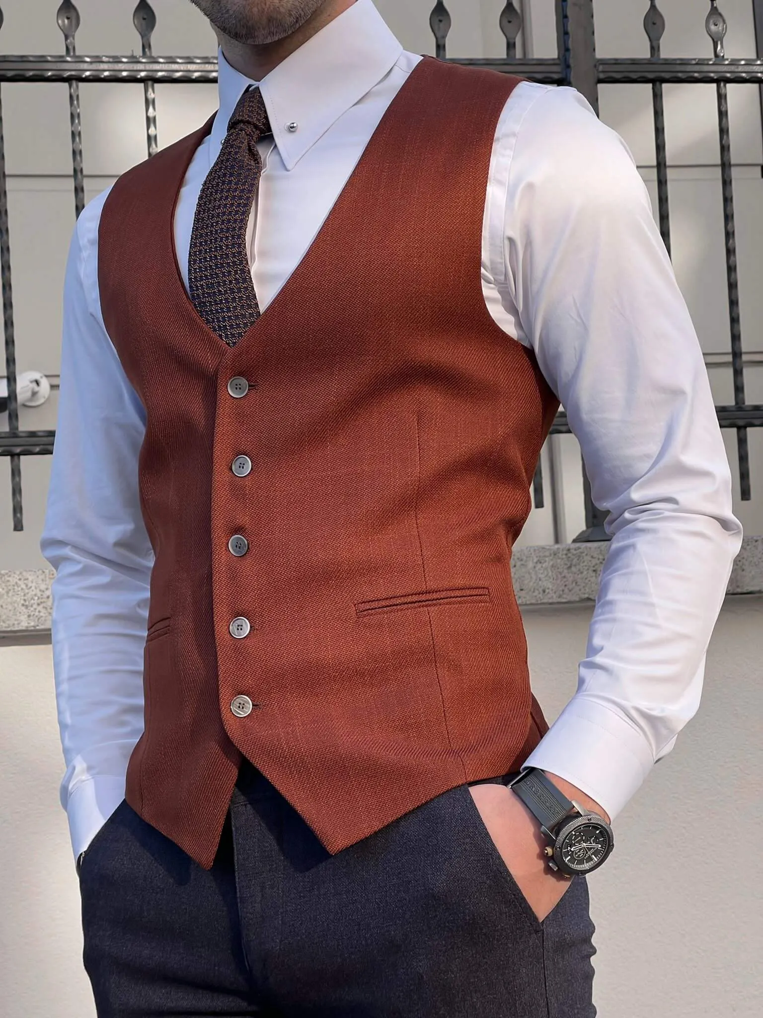 Slim Fit Tile Waistcoat