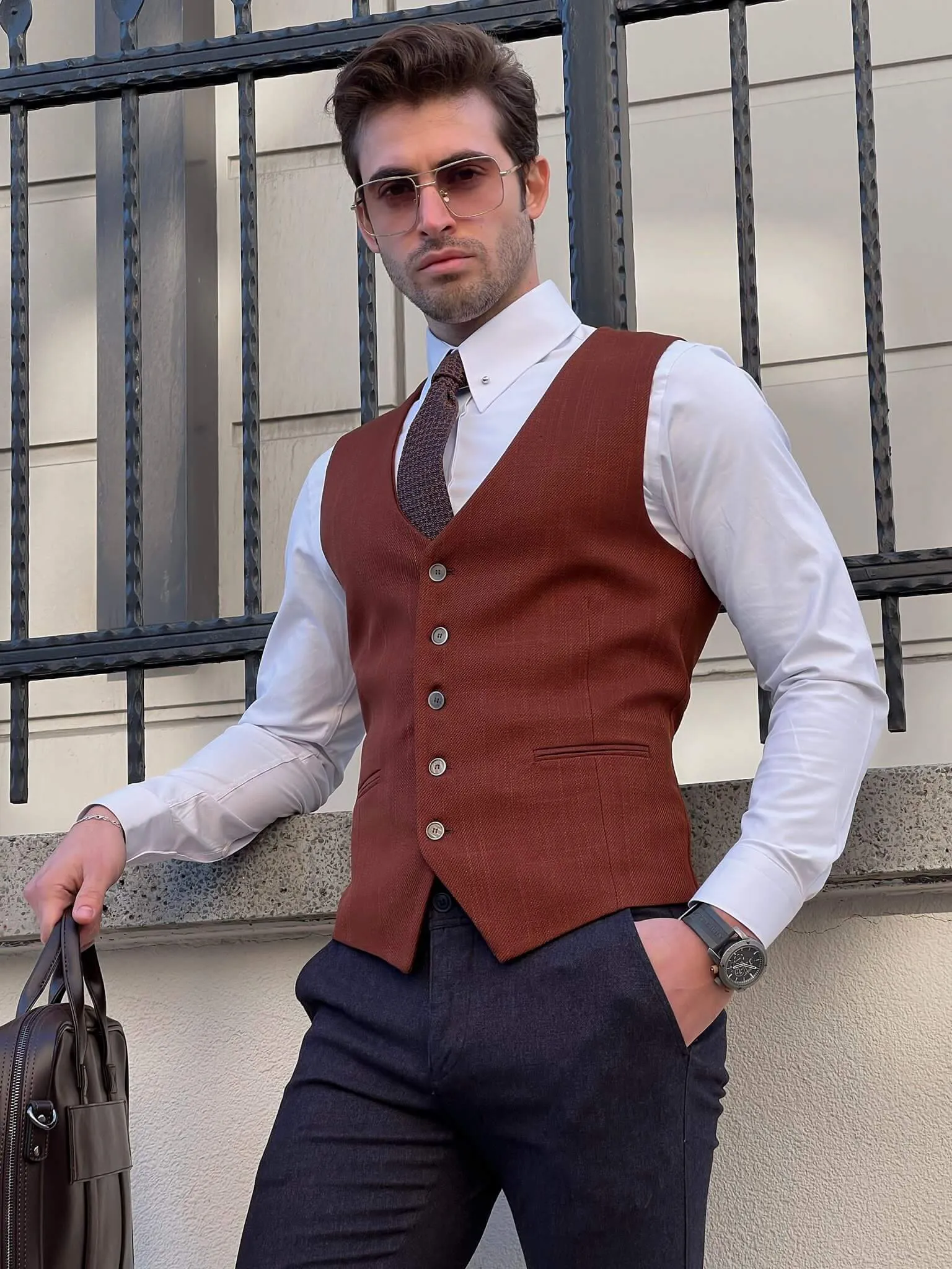 Slim Fit Tile Waistcoat