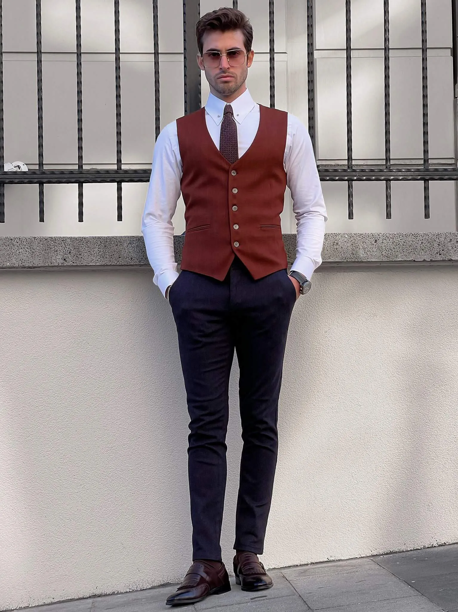 Slim Fit Tile Waistcoat