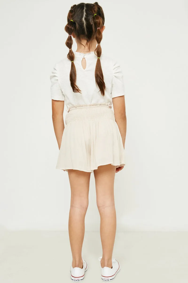 Smocked Waist Soft Short- Cream