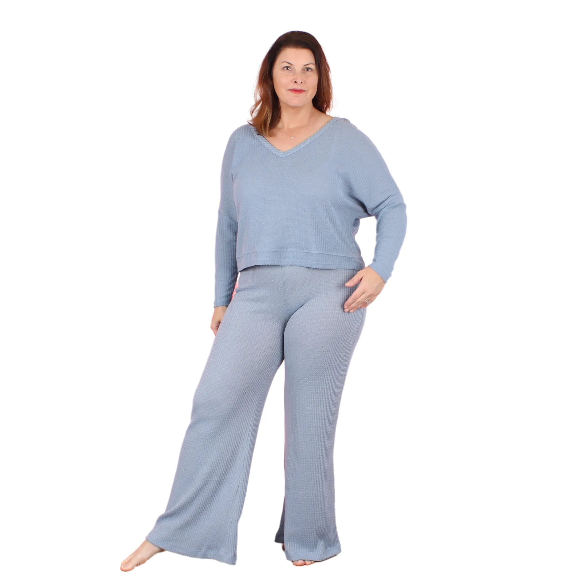 Soft and Cozy Waffle Lounge Set | Dusty Blue