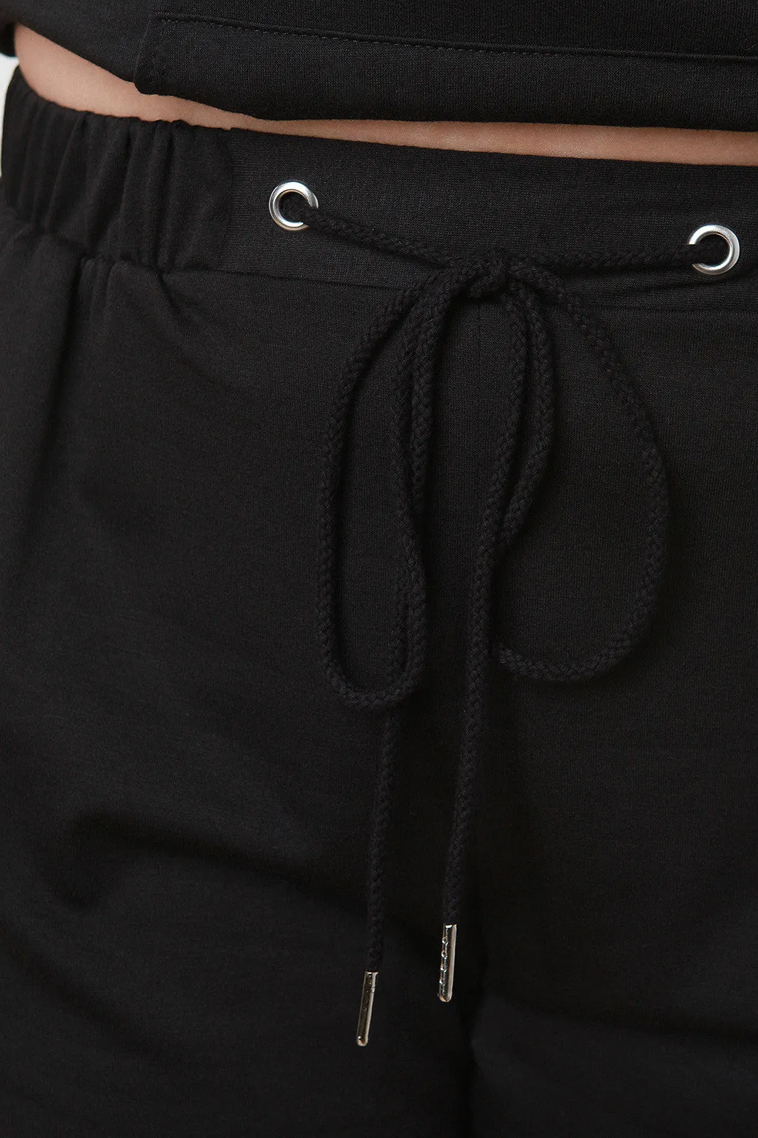 Soft Knit High Rise Drawstring Pocket Shorts