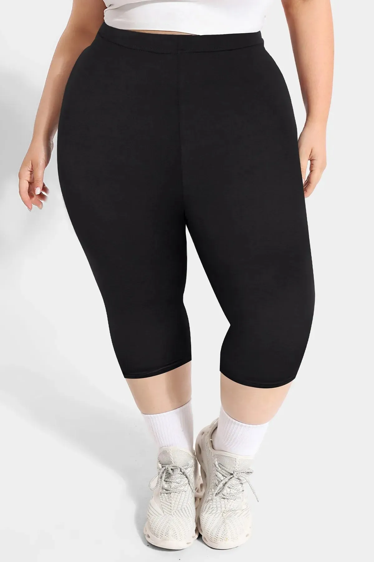 Solid High Waist Capris Pants