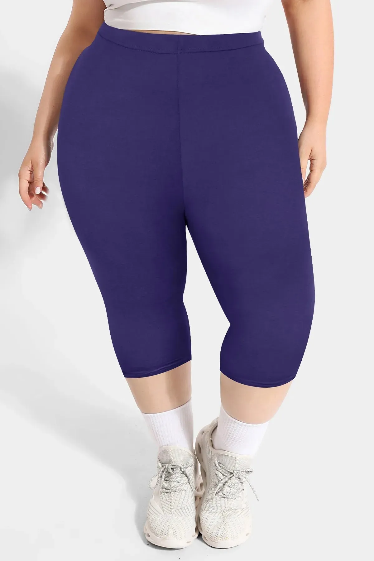 Solid High Waist Capris Pants