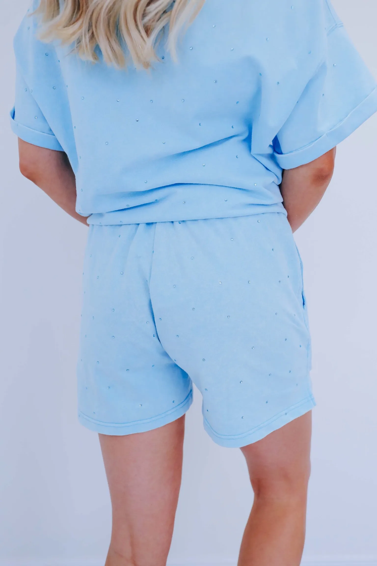 Sparkle On Pocketed Shorts- Blue