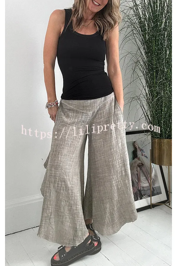 Summer Comfortable Linen Blend Elastic Waist Pocketed Harem Pants